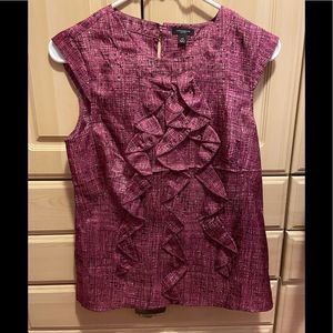 Maroon Anne Taylor Blouse with Ruffles in Front XS Perfect for Christmas!